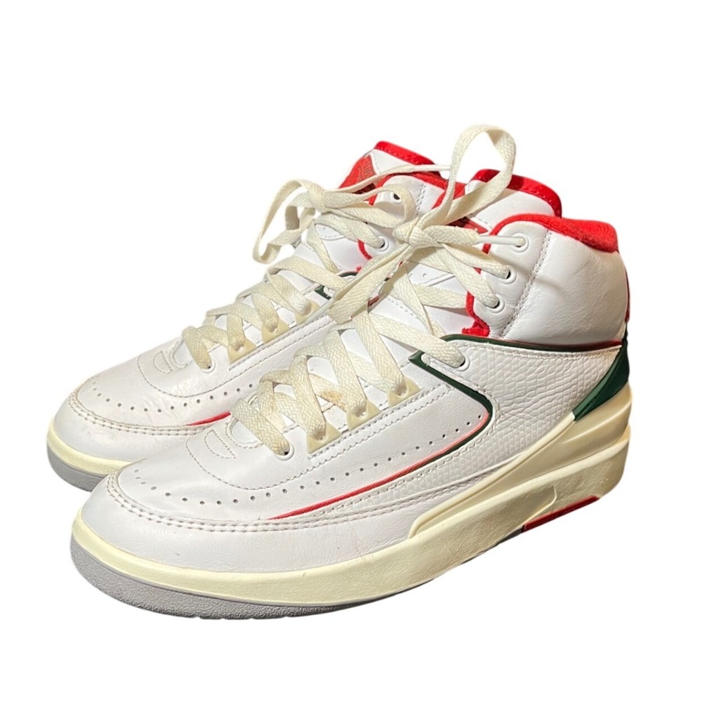 Nike Air Jordan 2 Retro "Italian" Green White Red Size 5.5Y Shoes DQ8562-101